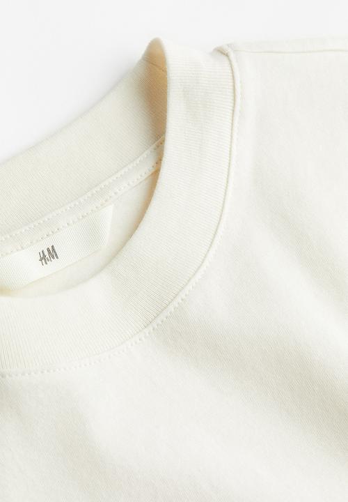H&M - Cotton T-shirt - cream oui merci