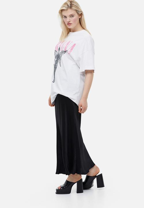 H&M - Long printed T-shirt - white nirvana