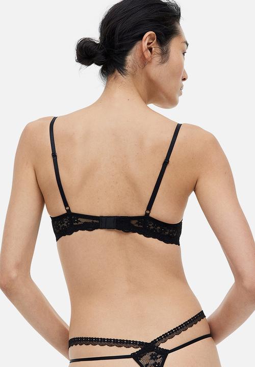 H&M - Non-padded underwired lace bra - black