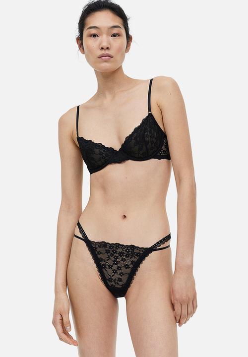 H&M - Non-padded underwired lace bra - black