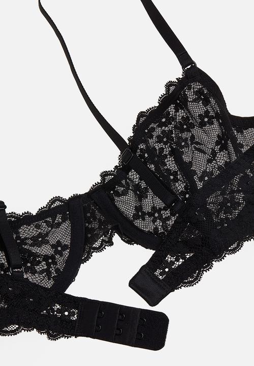 H&M - Non-padded underwired lace bra - black