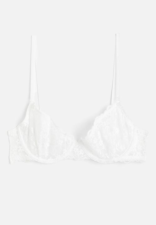 H&M - Non-padded underwired lace bra - white
