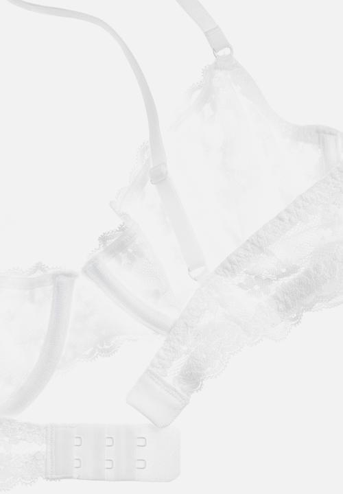H&M - Non-padded underwired lace bra - white
