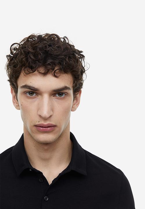 H&M - Slim fit polo shirt - black