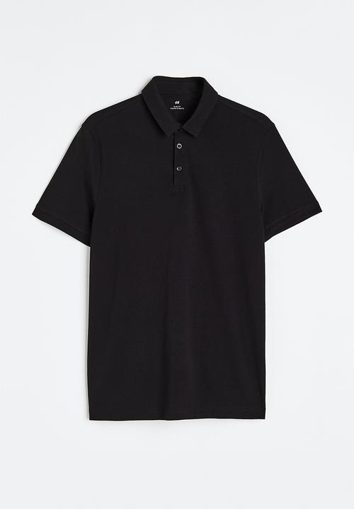 H&M - Slim fit polo shirt - black