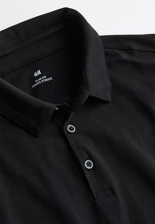 H&M - Slim fit polo shirt - black