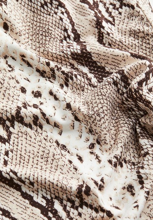 H&M - Long-sleeved jersey top - beige snakeskin patterned 