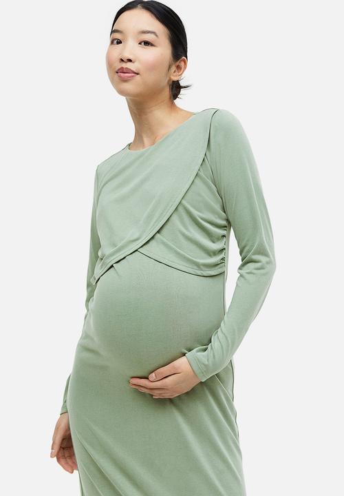 H&M - Mama gathered nursing dress - khaki green