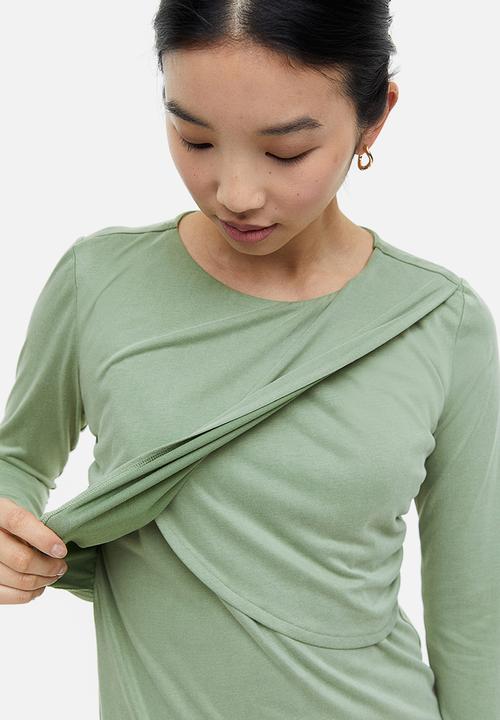 H&M - Mama gathered nursing dress - khaki green