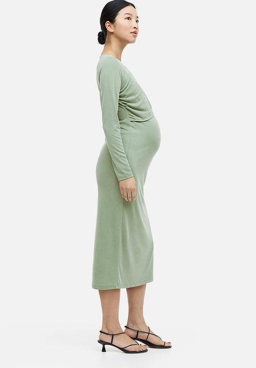 H&M - Mama gathered nursing dress - khaki green