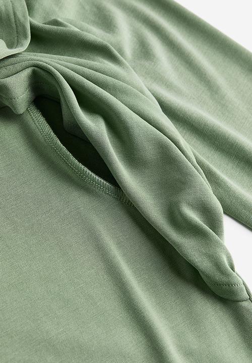 H&M - Mama gathered nursing dress - khaki green