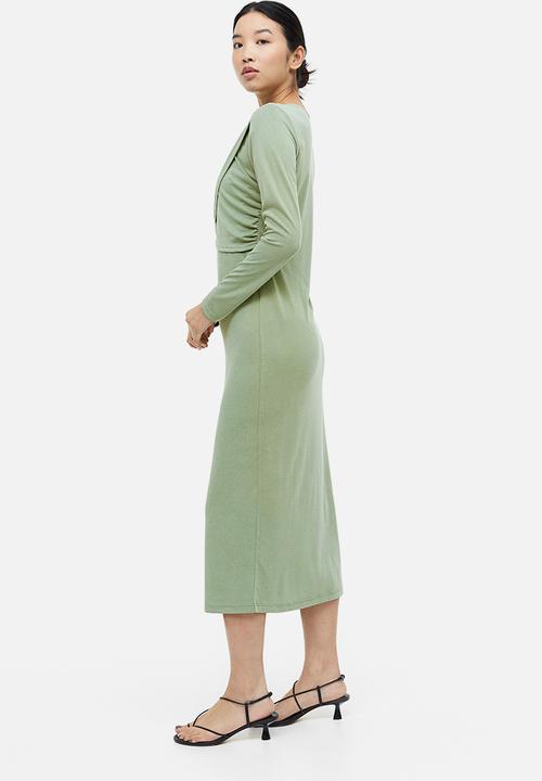 H&M - Mama gathered nursing dress - khaki green