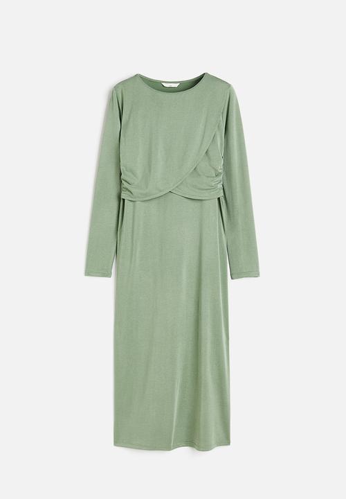 H&M - Mama gathered nursing dress - khaki green
