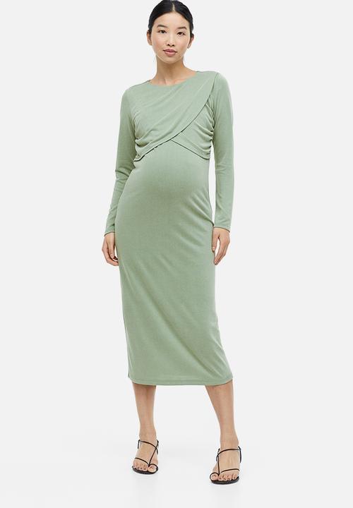 H&M - Mama gathered nursing dress - khaki green