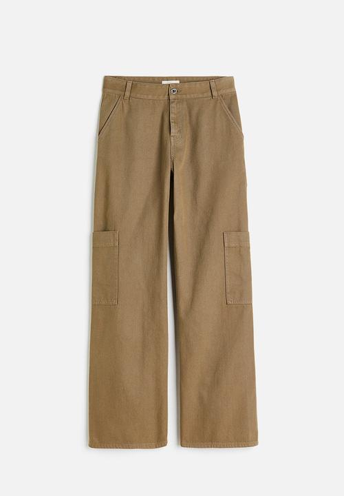 H&M - Wide cargo trousers - dark beige 