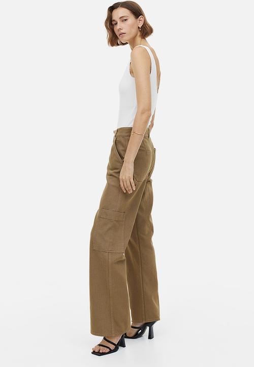 H&M - Wide cargo trousers - dark beige 