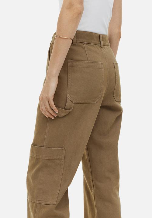 H&M - Wide cargo trousers - dark beige 