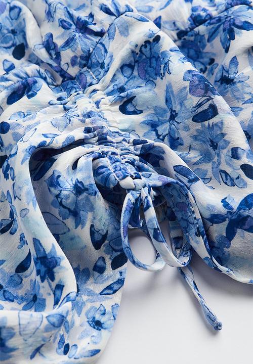 H&M - Drawstring blouse - blue floral