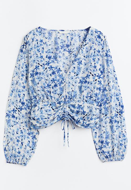 H&M - Drawstring blouse - blue floral