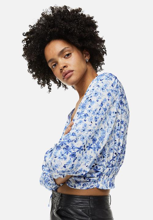H&M - Drawstring blouse - blue floral