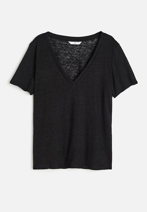 H&M - Linen t-shirt - black
