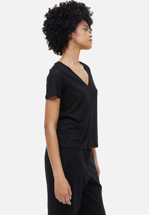 H&M - Linen t-shirt - black
