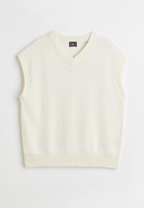 H&M - Relaxed fit v-neck sweater vest - white