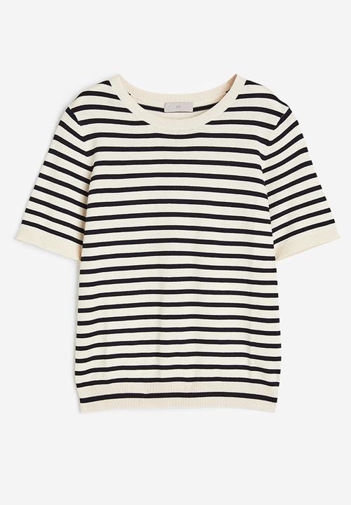 H&M - Fine-knit top - cream striped 