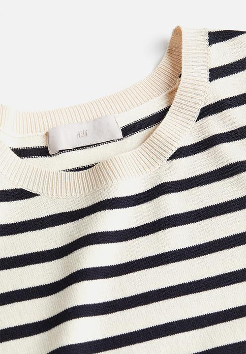 H&M - Fine-knit top - cream striped 