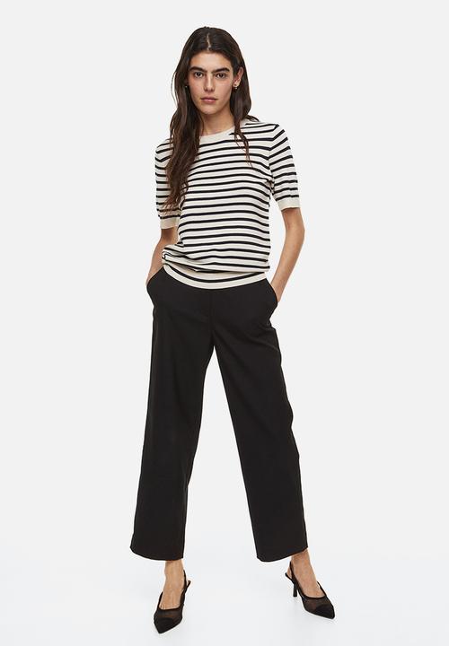 H&M - Fine-knit top - cream striped 