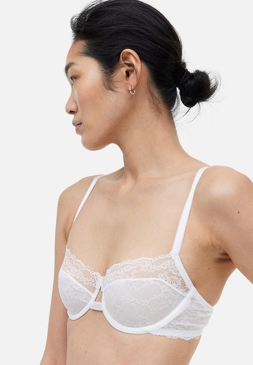 H&M - Non-padded underwired lace bra - white