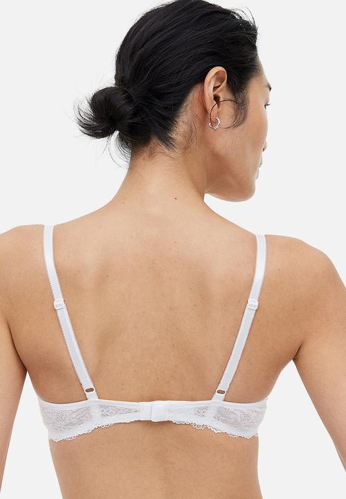 H&M - Non-padded underwired lace bra - white