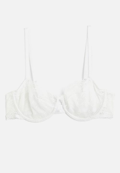H&M - Non-padded underwired lace bra - white