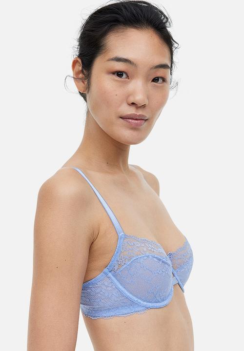 H&M - Non-padded underwired lace bra - light blue