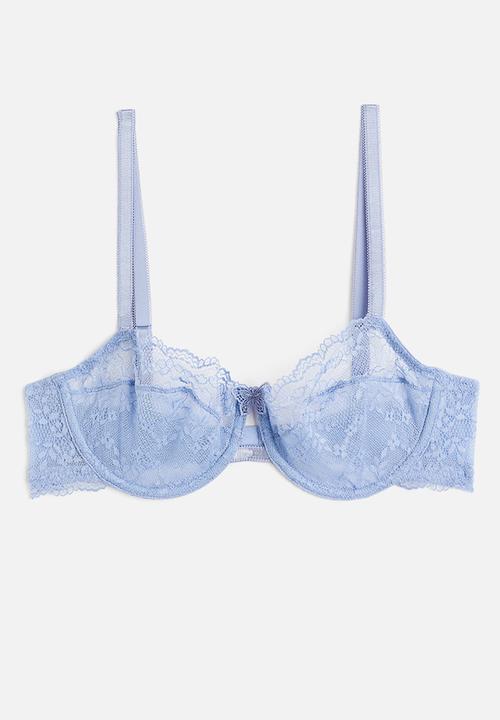 H&M - Non-padded underwired lace bra - light blue