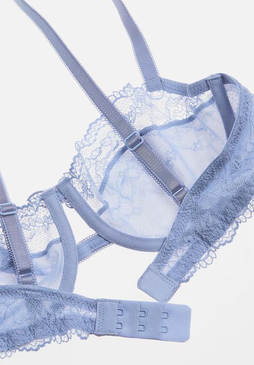H&M - Non-padded underwired lace bra - light blue