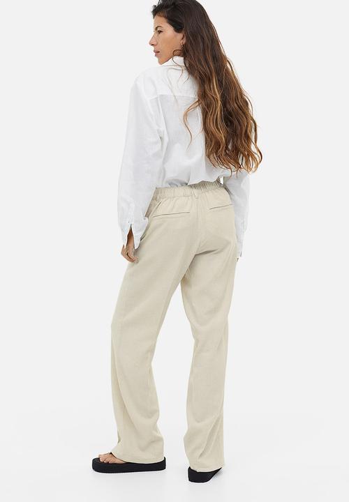 H&M - Linen-blend twill trousers - light beige