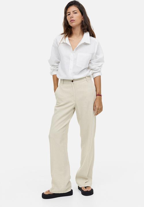 H&M - Linen-blend twill trousers - light beige