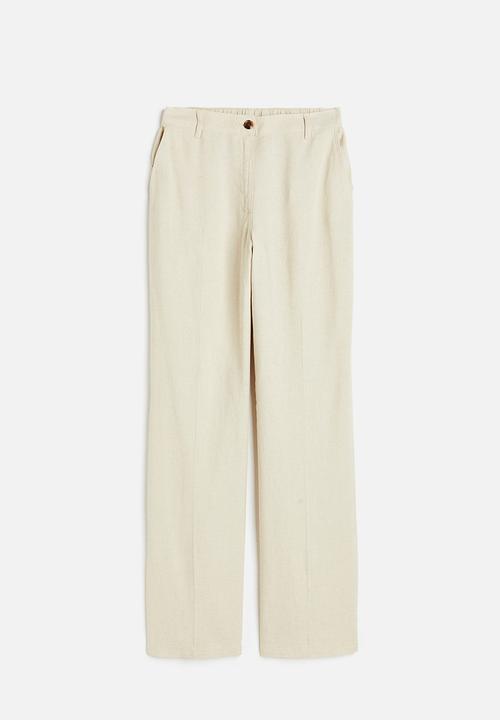 H&M - Linen-blend twill trousers - light beige