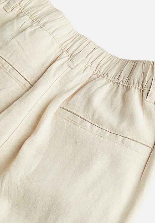 H&M - Linen-blend twill trousers - light beige