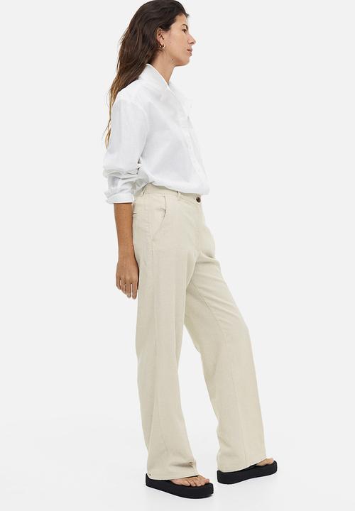 H&M - Linen-blend twill trousers - light beige
