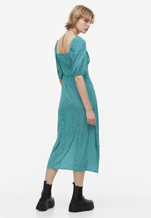 H&M - Drawstring-detail dress - turquoise floral 