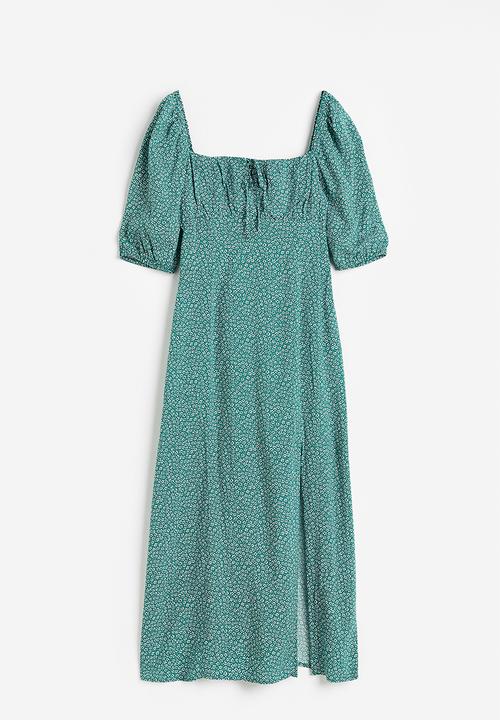 H&M - Drawstring-detail dress - turquoise floral 