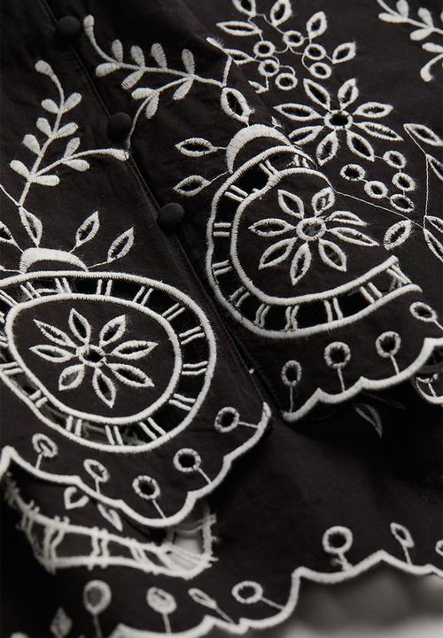 H&M - Embroidered dress - black embroidered 