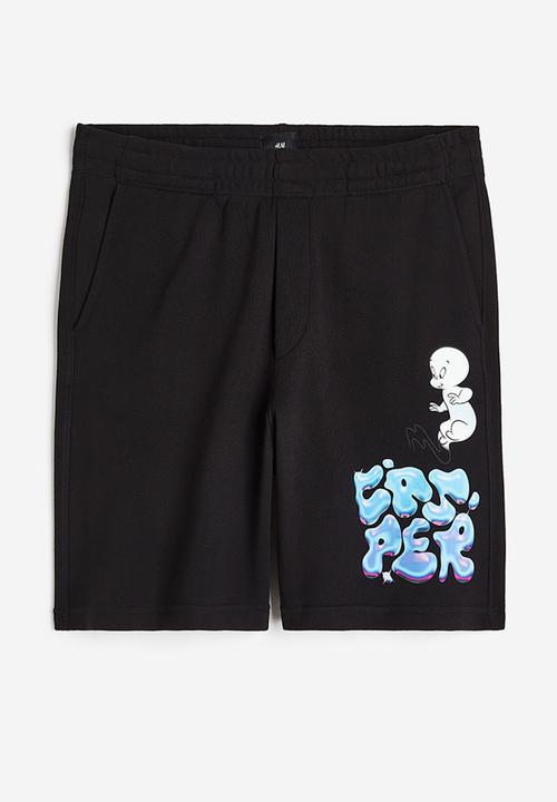 H&M - Relaxed fit printed sweatshorts - black,multi