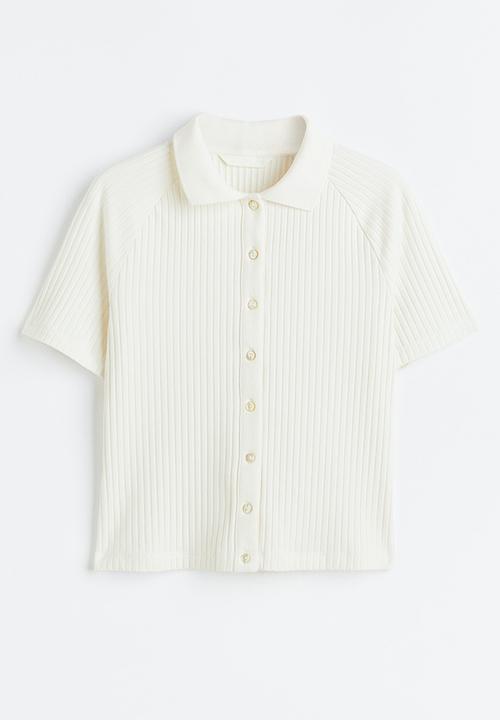 H&M - Collared button-front top - white