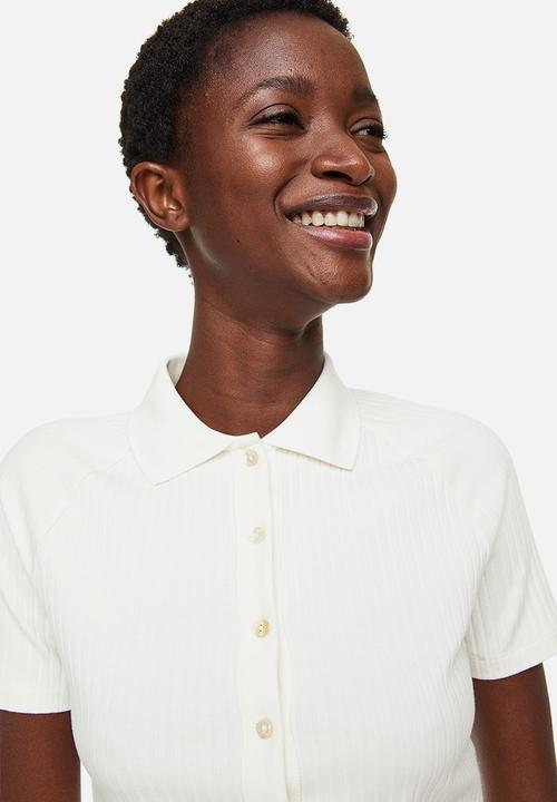 H&M - Collared button-front top - white