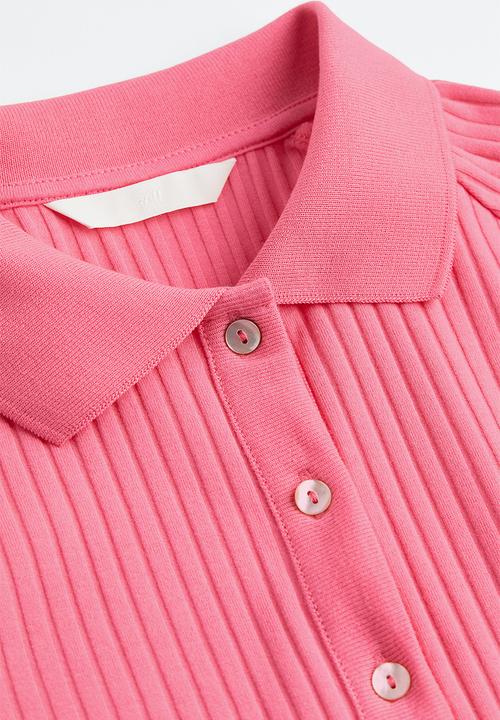 H&M - Collared button-front top - pink