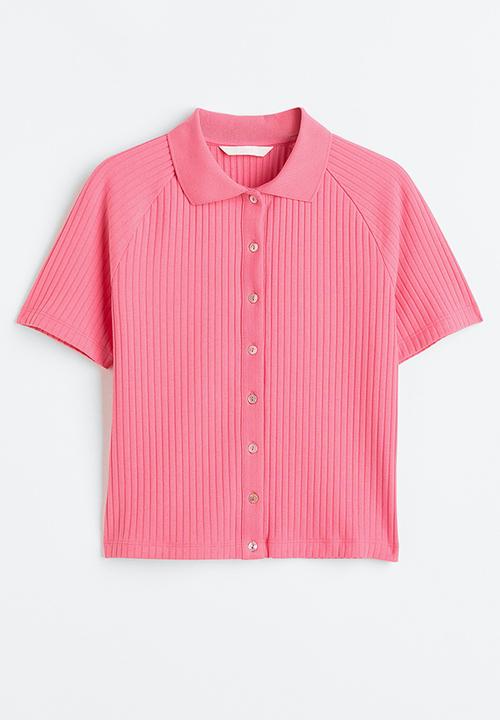 H&M - Collared button-front top - pink