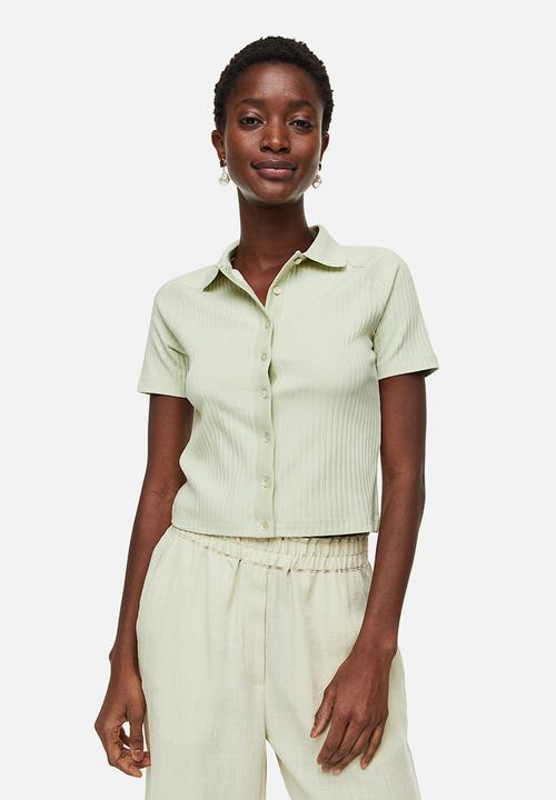 H&M - Collared button-front top - green